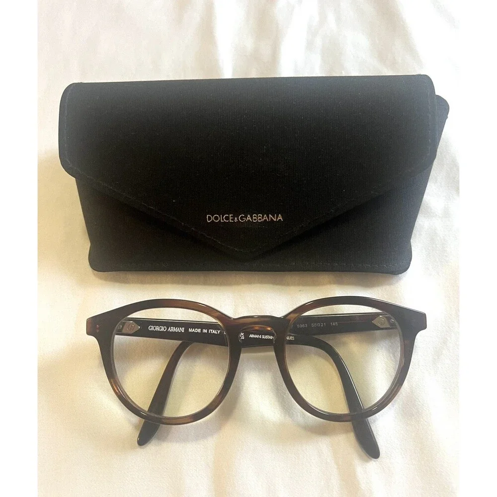 Giorgio Armani AR7227 5963 Striped Brown Round Eyeglasses Frames 50-21-145 Italy